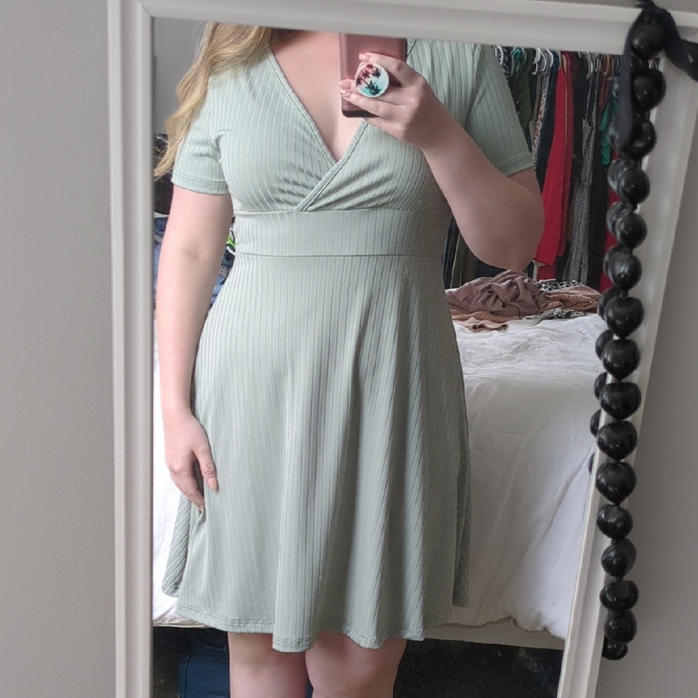 Elegant Green Wrap Dress